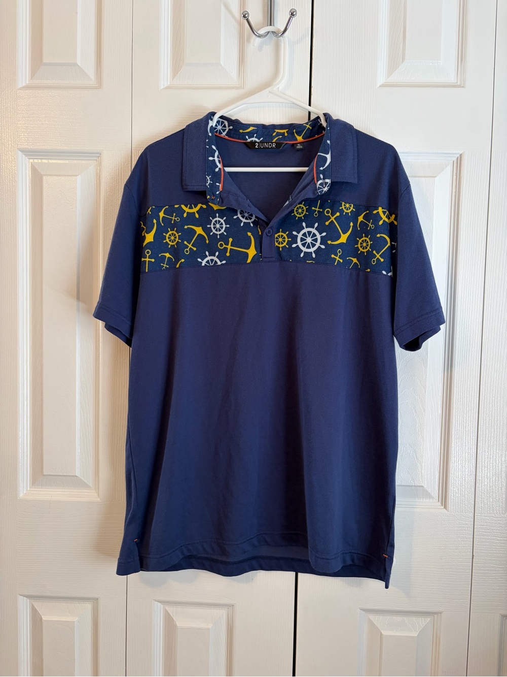 Blue Nautical-Print Polo Shirt